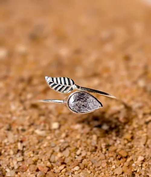 925 silver adjustable ring with cz stone