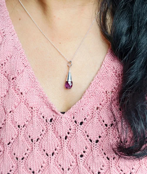 925 silver teardrop amethyst pendant