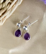 925 silver amethyst drop earrings
