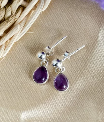 925 silver amethyst drop earrings