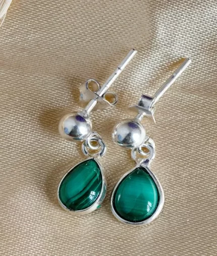 925 silver malachite drop earrings