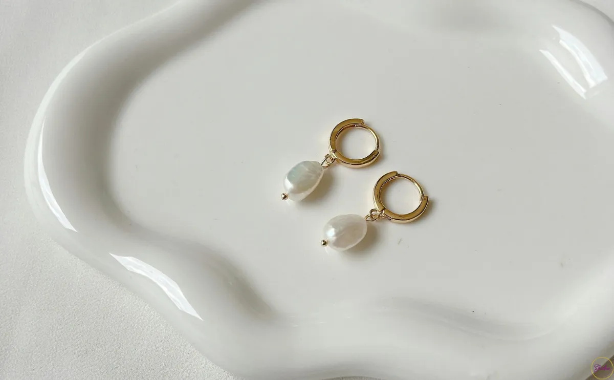 925 silver pearl charm hoops