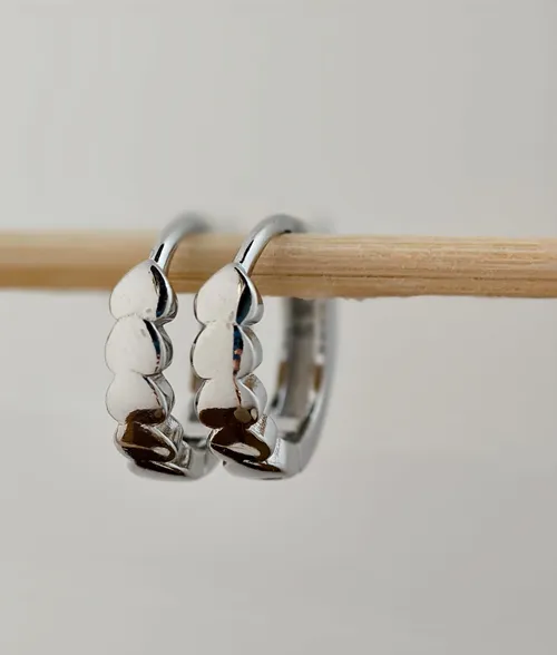 925 silver heart hoops