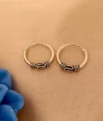 925 sterling silver rustic mini hoop earrings with oxidised handcrafted detailing