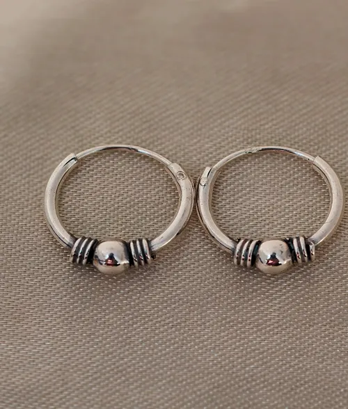 Tribal Silver Mini Hoop Earrings – 925 Sterling Silver Hoops Tribal silver mini hoop earrings in 925 sterling silver with oxidised detailing