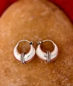 Chunky silver huggie hoop earrings in 925 sterling silver with rope detailing