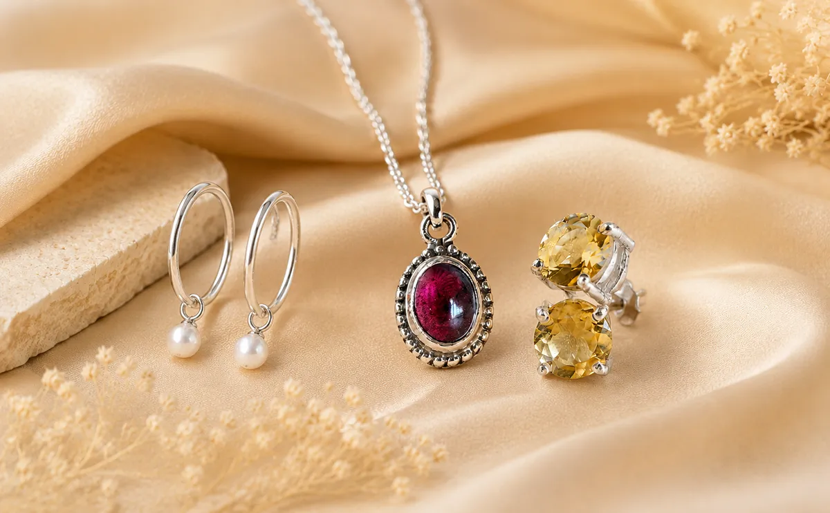 925 silver work wear jewellery with pearl and gemstones