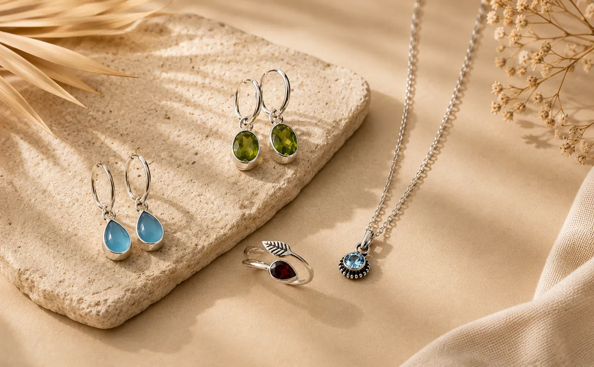 Gemstone jewellery in 925 silver