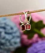 garnet hoops in 925 silver