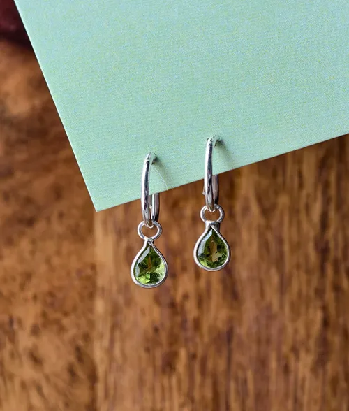 Peridot Teardrop Hoop Earrings Peridot Teardrop Hoop Earrings in 925 Sterling Silver