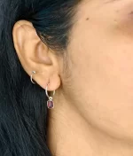 garnet hoops in 925 silver