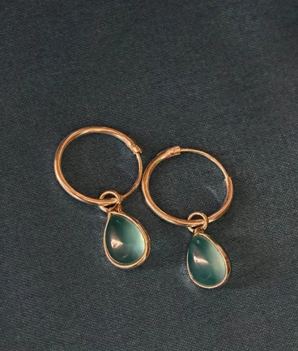 Shop Blue Chalcedony Teardrop Hoop Earrings in 925 sterling silver.