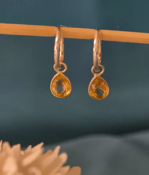 Citrine Teardrop Hoop Earrings Citrine Teardrop Hoop Earrings in 925 Sterling Silver