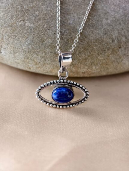 925 Sterling Silver Lapis Lazuli Evil Eye Pendant