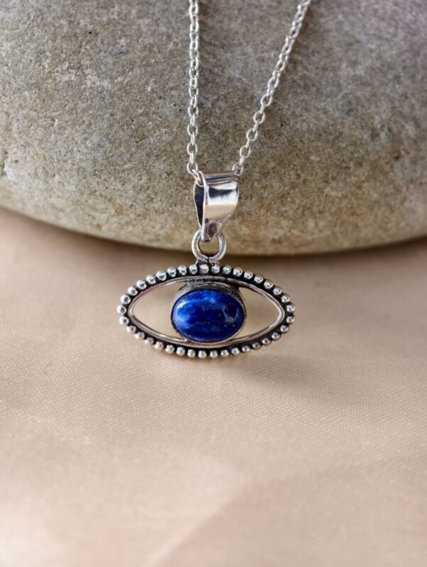 925 Sterling Silver Lapis Lazuli Evil Eye Pendant