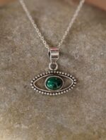 925 Sterling Silver Malachite Evil Eye Pendant