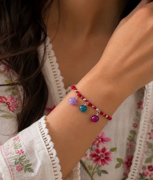925 Silver and Gemstone Rakhi for Bhabhi