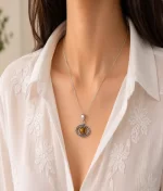 925 Sterling Silver Tiger Eye Evil Eye Pendant
