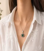 925 Sterling Silver Malachite Evil Eye Pendant