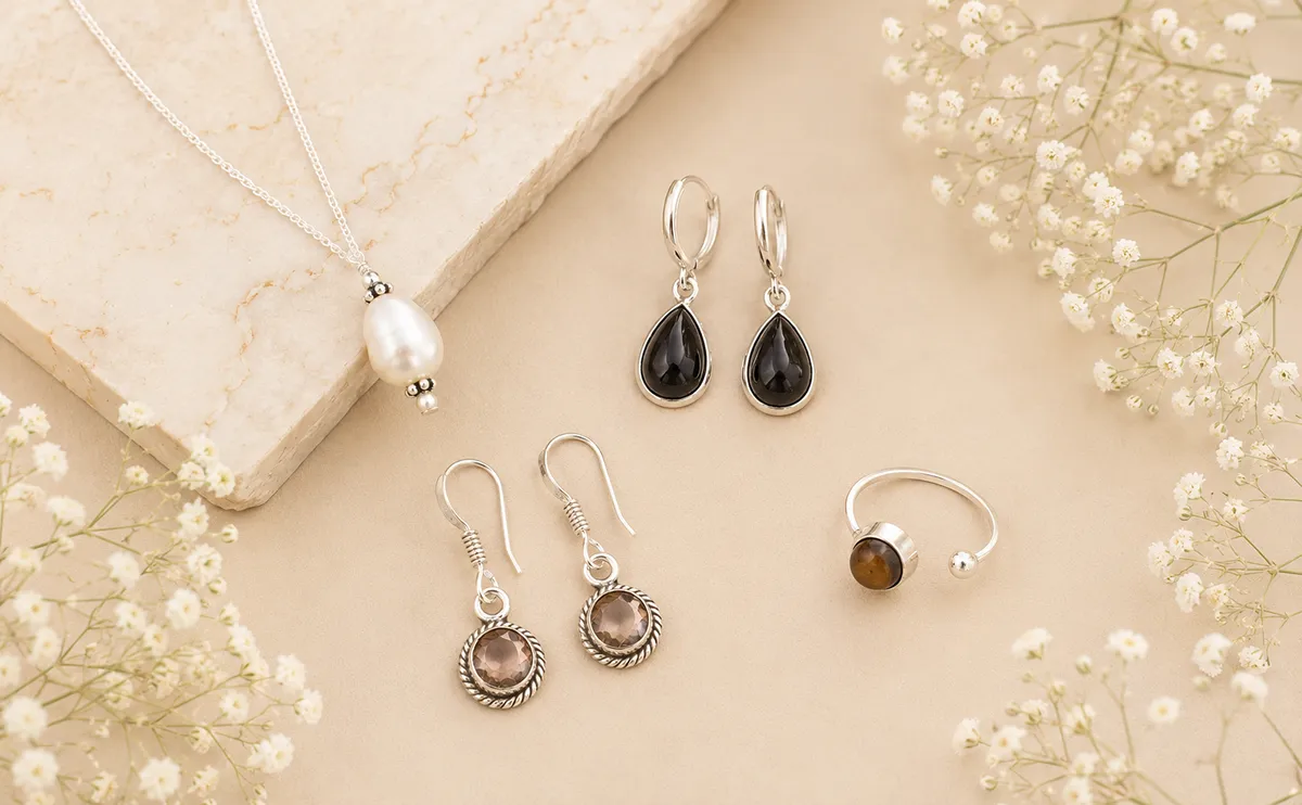 925 work wear silver jewellery with pearl and gemstones